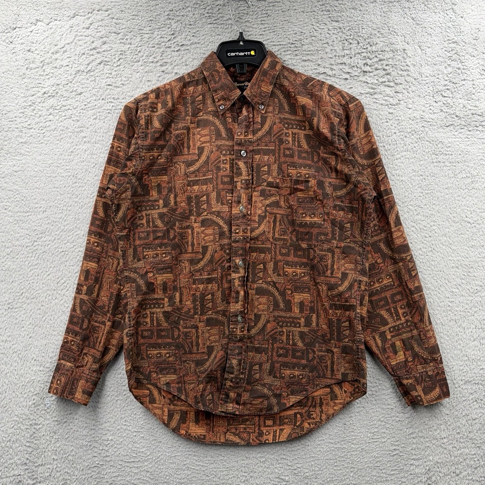 Vintage 60s 70s Aztec Shirt Career Club Focus Mens Medium AOP Southwestern USA